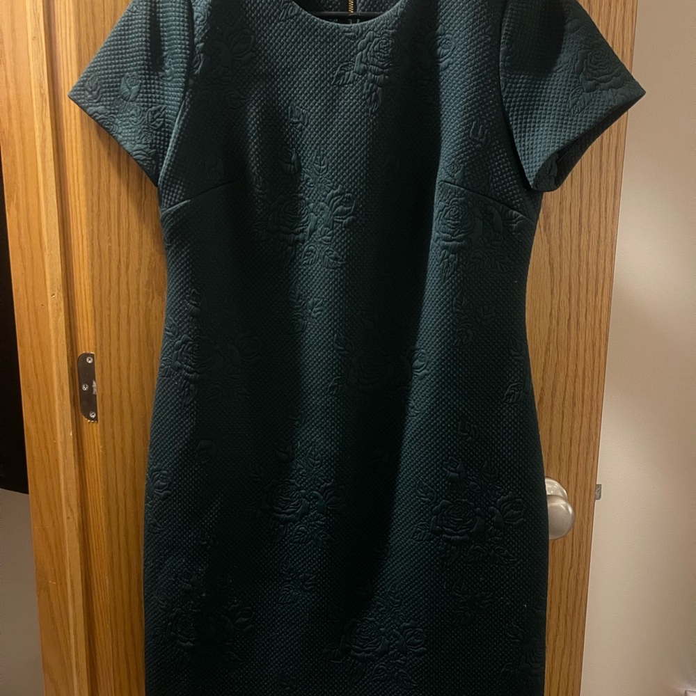 Calvin Klein Green Sheath Dress Short Sleeve Dress
